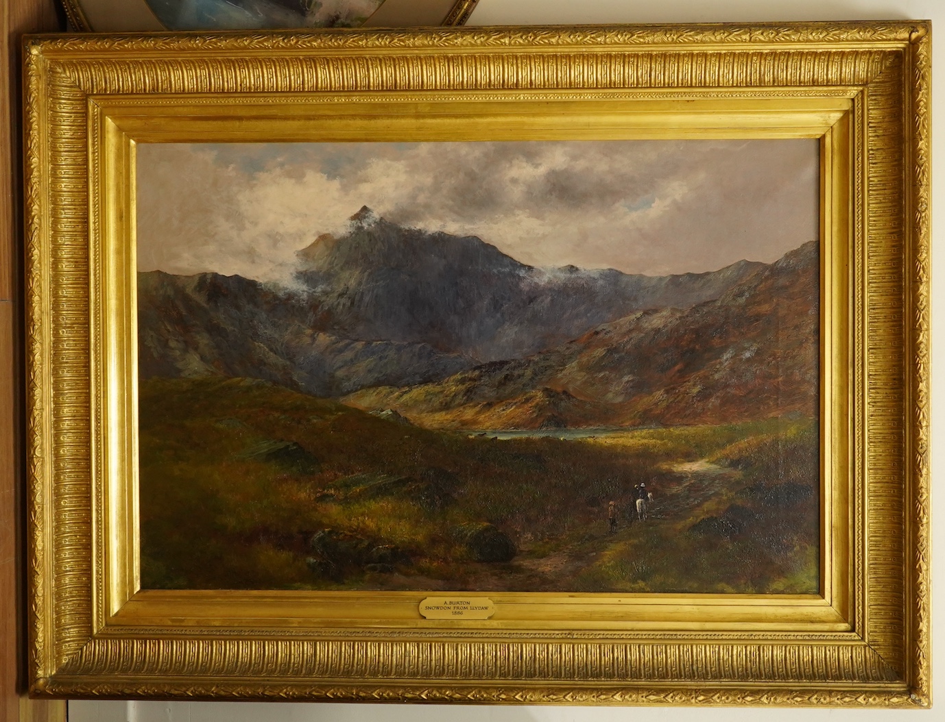 A. Burton (19th. C), oil on canvas, ‘Snowdon from Llydaw’, signed and dated 1886 verso, 59 x 90cm, housed in ornate gilt frame. Condition - good